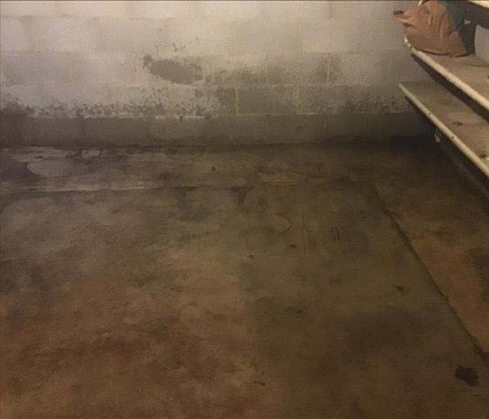 Concrete basement after water softener leaked