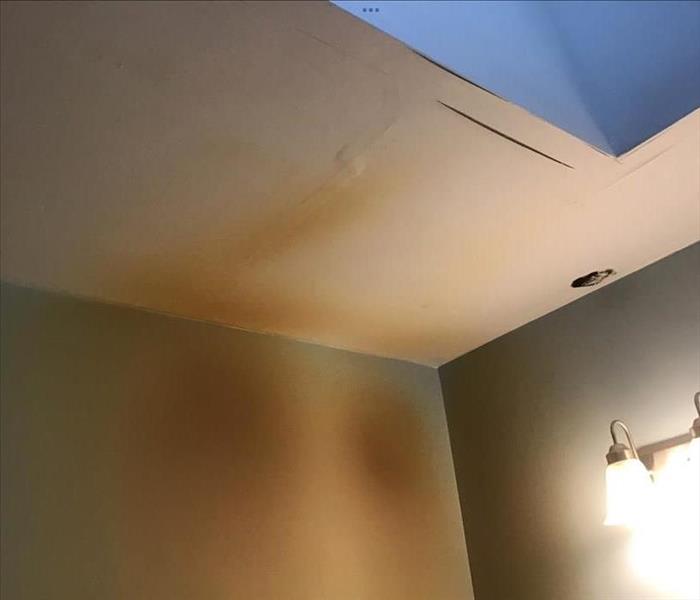 Water stained drywall walls from water damage