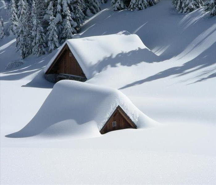 Snow covered cottages