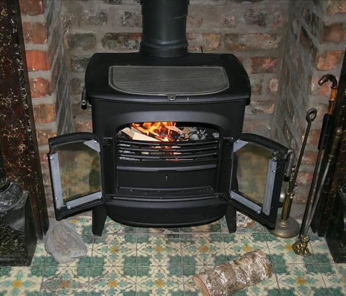 Wood stove burning